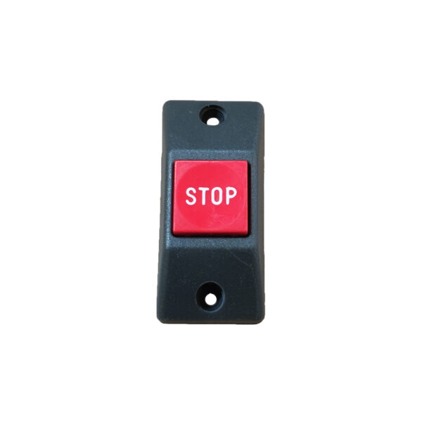 PULSADOR STOP PLANO GRIS/ROJO SOBRESALE RAL 7043