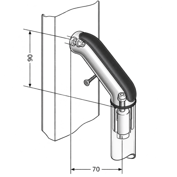 Soporte de codo de 90° a pared de aluminio RAL 9007 Ø interior 30 mm