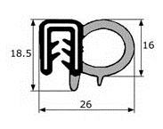 PERFIL GOMA ESTANQUEIDAD PUERTA 26X18.5 ////////////