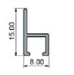 GUIA CORTINA 3 MT 15x8 mm - COL PLATA