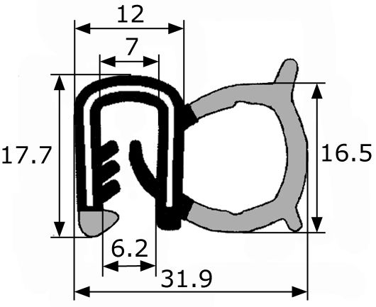 GOMA ESTANQUEIDAD PUERTA 31'9X17'7