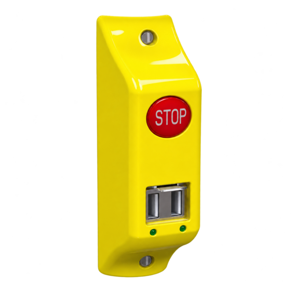 Pulsador STOP amarillo y rojo para barra con cargador USB