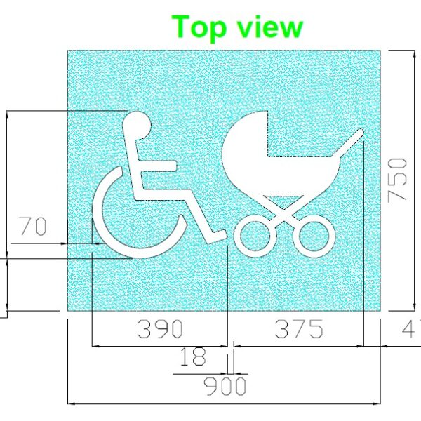 PAVIMENTO CON LOGO 900*750MM AZUL/BLANCO